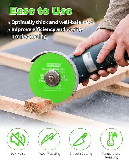 Glass Cutting Disc for 4-1/2" Angle Grinder, 3 Pack Glass Cutter Blade, Green Diamond Cutting Blade Disc 7/8" (Model 115/125) for Grinding Glass, Jade, Crystal, Wine Bottles, Tile.