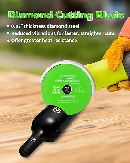 Glass Cutting Disc for 4-1/2" Angle Grinder, 3 Pack Glass Cutter Blade, Green Diamond Cutting Blade Disc 7/8" (Model 115/125) for Grinding Glass, Jade, Crystal, Wine Bottles, Tile.