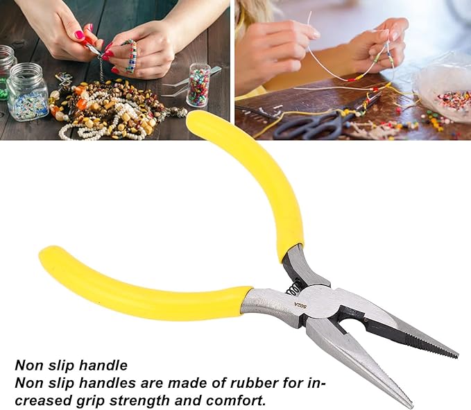 5 Inch Needle Nose Pliers, High Carbon Steel Pliers Long Nose Pliers Small Jewelry Pliers Needle Nose Pliers Tool with Ergonomic Rubber Handle for Jewelry Making DIY Craft