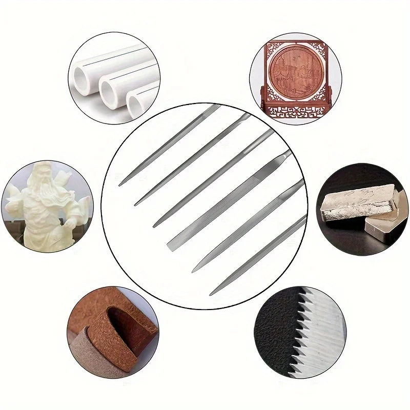 Premium Needle File Set - High-Carbon Steel Files with Non-Slip Ergonomic Handles for Precise Filing on Wood, Plastic, Model