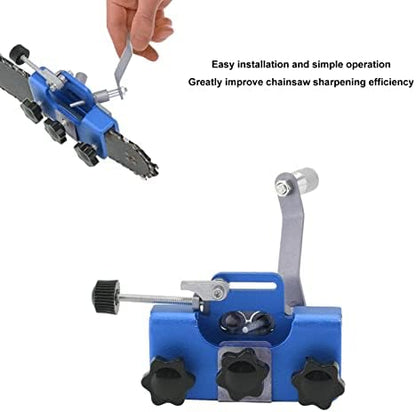 Chainsaw Sharpener, Portable Lightweight Hand Crank Chain Sharpening Jig Chainsaw Chain Sharpening Tool Set for Chain Saws and Electric Saws (Blue)