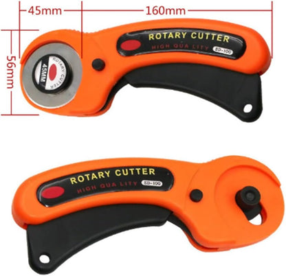 Rotary Cutter,45mm Patchwork Roller Wheel Round Knife Cloth Set 5 Pcs Blades Rotary Cutter Circular Cut Cutting Sewing Tools Set Leather Craft