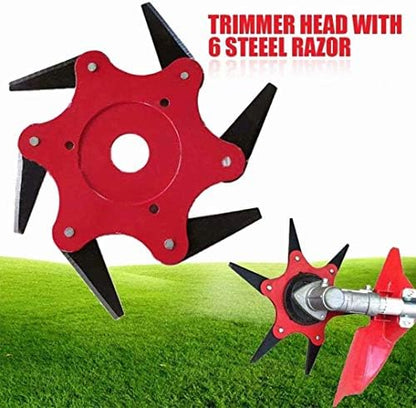 6 Steel Blades Razors 65Mn Lawn Mower Grass Weed Trimmer Cutter Head Lawn Mower Grass Weed Eater Brush Cutter Tool