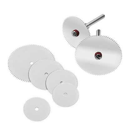 11Pcs Mini HSS Circular Saw Blade Set, Stainless Steel Slice Metal Cutting Disc for Rotary Tool Wood Cutter Disc with Mandrel