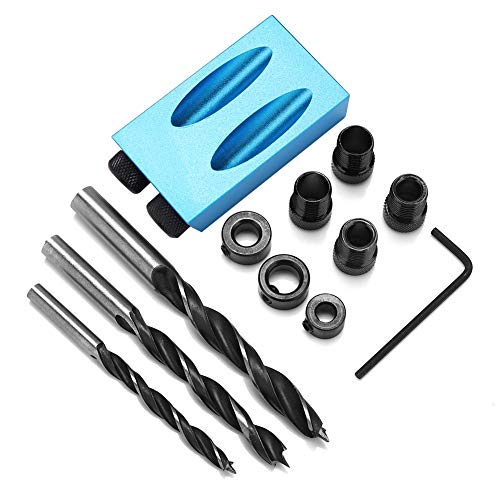 14pcs Pocket Hole Screw Jig 15° Dowel Drill Joinery Kit Woodworking Oblique Drill Set Positioner Locator Tool