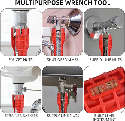 (8-in-1) Faucet and Sink Wrench Faucet and Sink Installer, Multi-functional Wrench Plumbing Tool for Toilet Bowl, Sink, Bathroom, Kitchen Plumbing and More