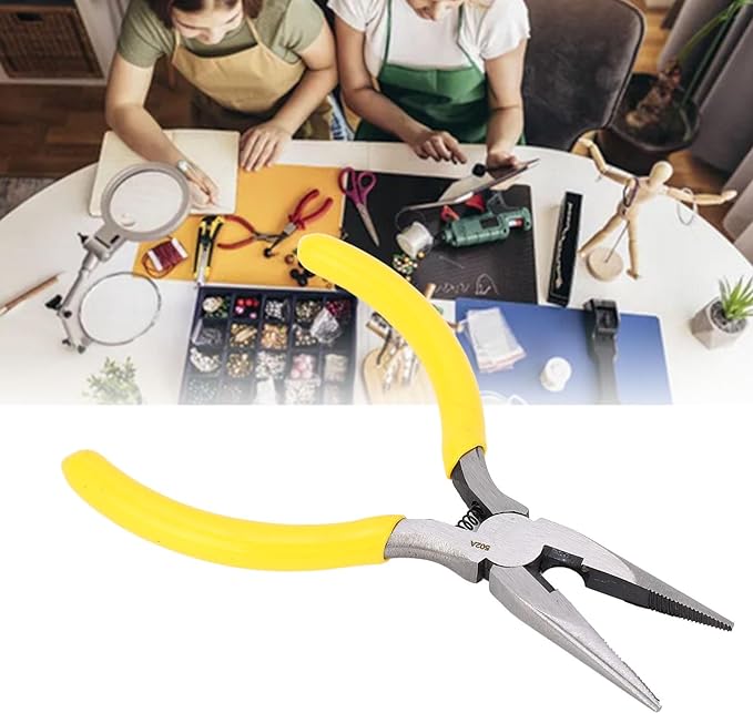 5 Inch Needle Nose Pliers, High Carbon Steel Pliers Long Nose Pliers Small Jewelry Pliers Needle Nose Pliers Tool with Ergonomic Rubber Handle for Jewelry Making DIY Craft