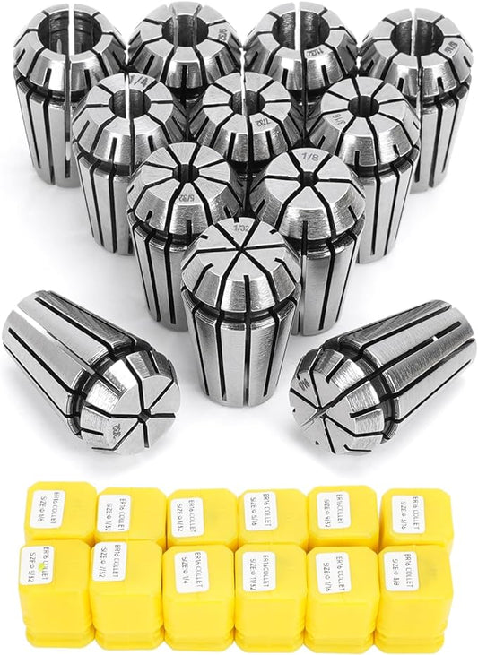 12pcs ER16 Spring Collet Set for CNC Engraving Machine and Milling Lathe Tool Workholding Engraving Collets