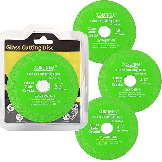 Glass Cutting Disc for 4-1/2" Angle Grinder, 3 Pack Glass Cutter Blade, Green Diamond Cutting Blade Disc 7/8" (Model 115/125) for Grinding Glass, Jade, Crystal, Wine Bottles, Tile.