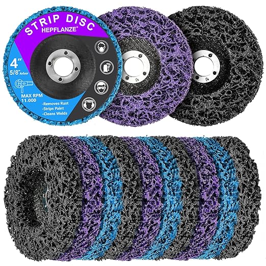 10 Pack Strip Discs 4 inch Stripping Wheel for Angle Grinder Clean and Remove Paint Coating Rust Welds Oxidation for Metal and Wood (4" x 5/8")