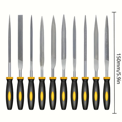 Premium Needle File Set - High-Carbon Steel Files with Non-Slip Ergonomic Handles for Precise Filing on Wood, Plastic, Model