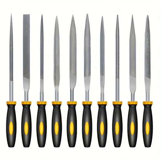 Premium Needle File Set - High-Carbon Steel Files with Non-Slip Ergonomic Handles for Precise Filing on Wood, Plastic, Model