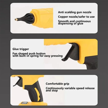 Electric hot melt glue gun for DeWalt 18V battery, 11mm glue rod, hot melt welding air gun without battery