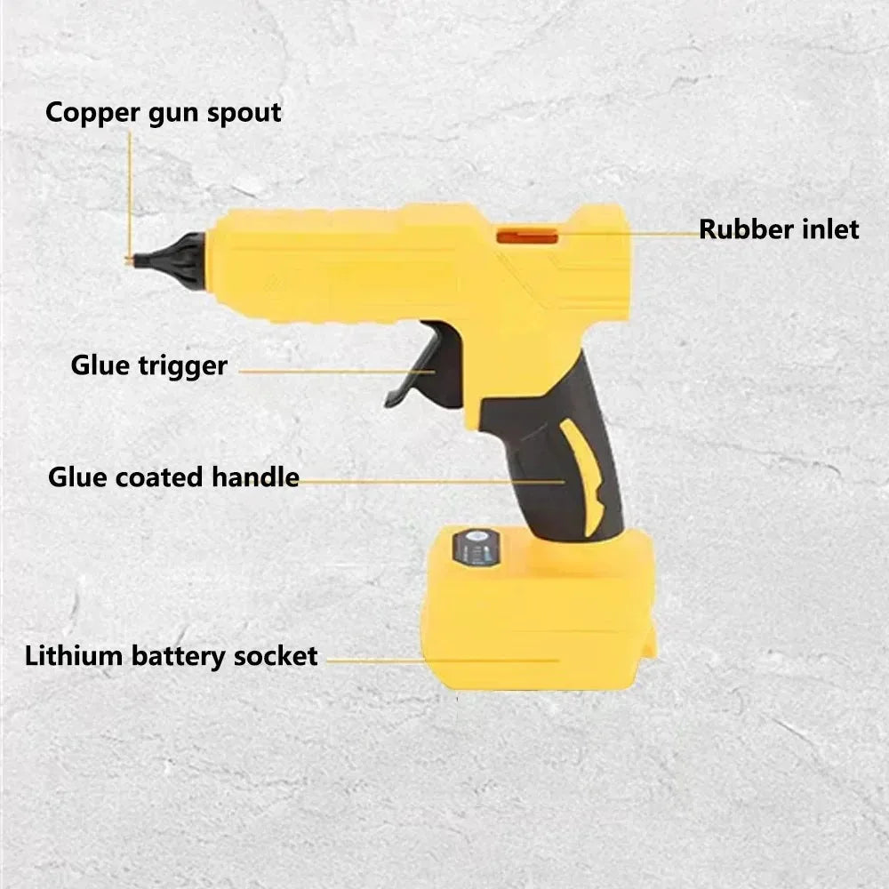 Electric hot melt glue gun for DeWalt 18V battery, 11mm glue rod, hot melt welding air gun without battery