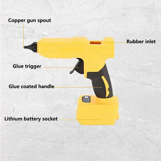 Electric hot melt glue gun for DeWalt 18V battery, 11mm glue rod, hot melt welding air gun without battery